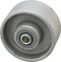 Albion - 4 Inch Diameter x 2 Inch Wide, Cast Iron Caster Wheel - 1,000 Lb. Capacity, 2-3/16 Inch Hub Length, 1/2 Inch Axle Diameter, Roller Bearing - Exact Tool & Supply
