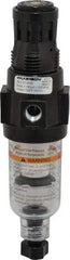 Wilkerson - 1/4" NPT Port Miniature 1 Piece Filter/Regulator FRL Unit - Polycarbonate Bowl, 18 SCFM, 150 Max psi, 6.21" High, Manual Drain - Exact Tool & Supply