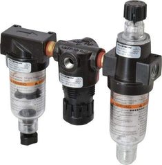 Wilkerson - 1/4" NPT Port Miniature 3 Piece Filter-Regulator-Lubricator FRL Unit - Polycarbonate Bowl, 20 SCFM, 150 Max psi, 5.98" High, Manual Drain - Exact Tool & Supply