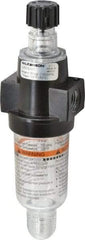 Wilkerson - 1/4 NPT Port, 150 Max psi, Miniature Lubricator - Polycarbonate Bowl, Zinc Body, 20 CFM, 125°F Max, 1.73" Wide x 5.8" High - Exact Tool & Supply