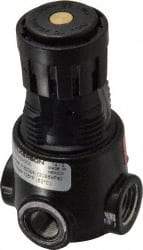 Wilkerson - 1/4 NPT Port, 15 CFM, Zinc Miniature Regulator - 2 to 125 psi Range, 300 Max psi Supply Pressure, 1/8" Gauge Port Thread, 1.65" Wide x 2.88" High - Exact Tool & Supply
