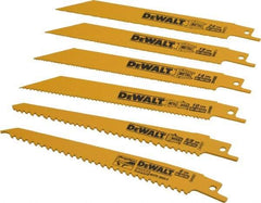 DeWALT - 6 Piece, Bi-Metal Reciprocating Saw Blade Set - Straight and Tapered Profile, 6 to 10 Teeth per Inch, Angled Tip - Exact Tool & Supply