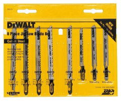 DeWALT - 8 Piece, 3" to 4" Long, 6 to 26 Teeth per Inch, Jig Saw Blade Set - T-Shank - Exact Tool & Supply
