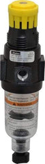 Parker - 1/4" NPT Port Miniature 1 Piece Filter/Regulator FRL Unit - Polycarbonate Bowl, 18 SCFM, 150 Max psi, 6.21" High, Manual Drain - Exact Tool & Supply