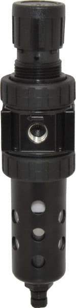 Parker - 1/4" NPT Port Compact 1 Piece Filter/Regulator FRL Unit - Polycarbonate Bowl, 30 SCFM, 150 Max psi, 8.51" High, Manual Drain - Exact Tool & Supply