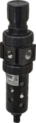 Parker - 3/8" NPT Port Compact 1 Piece Filter/Regulator FRL Unit - Polycarbonate Bowl, 40 SCFM, 150 Max psi, 8.51" High, Manual Drain - Exact Tool & Supply