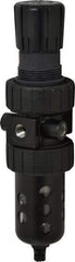 Parker - 1/4" NPT Port Intermediate 1 Piece Filter/Regulator FRL Unit - Polycarbonate Bowl, 46 SCFM, 150 Max psi, 10.38" High, Manual Drain - Exact Tool & Supply