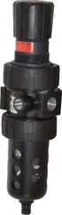 Parker - 3/8" NPT Port Intermediate 1 Piece Filter/Regulator FRL Unit - Polycarbonate Bowl, 55 SCFM, 150 Max psi, 10.38" High, Manual Drain - Exact Tool & Supply
