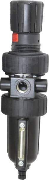 Parker - 3/8" NPT Port Intermediate 1 Piece Filter/Regulator FRL Unit - Metal Bowl, 55 SCFM, 250 Max psi, 10.38" High, Manual Drain - Exact Tool & Supply