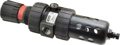 Parker - 1/2" NPT Port Intermediate 1 Piece Filter/Regulator FRL Unit - Polycarbonate Bowl, 61 SCFM, 150 Max psi, 10.38" High, Manual Drain - Exact Tool & Supply