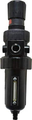 Parker - 1/2" NPT Port Standard 1 Piece Filter/Regulator FRL Unit - Metal Bowl, 90 SCFM, 250 Max psi, 11.76" High, Manual Drain - Exact Tool & Supply
