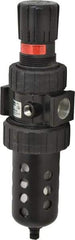 Parker - 3/4" NPT Port Standard 1 Piece Filter/Regulator FRL Unit - Polycarbonate Bowl, 90 SCFM, 150 Max psi, 11.76" High, Manual Drain - Exact Tool & Supply