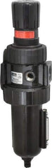 Parker - 3/4" NPT Port Standard 1 Piece Filter/Regulator FRL Unit - Metal Bowl, 90 SCFM, 250 Max psi, 11.76" High, Manual Drain - Exact Tool & Supply