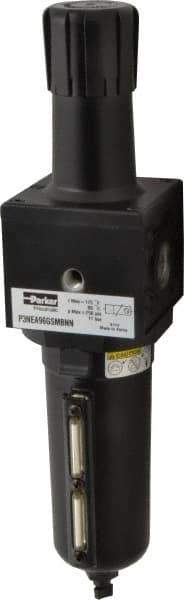 Parker - 3/4" NPT Port Heavy Duty 1 Piece Filter/Regulator FRL Unit - Metal Bowl, 250 SCFM, 250 Max psi, 15.95" High, Manual Drain - Exact Tool & Supply