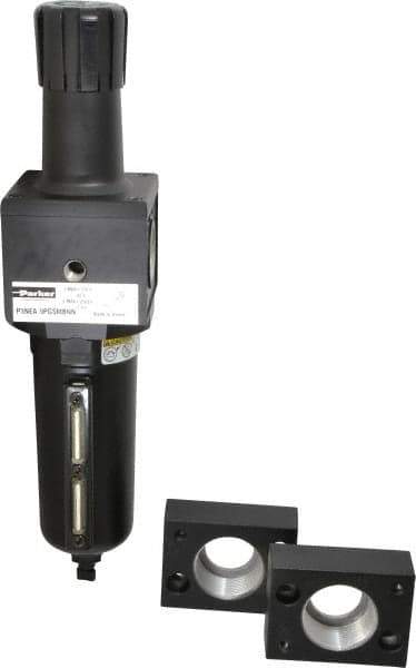 Parker - 1-1/2" NPT Port Heavy Duty 1 Piece Filter/Regulator FRL Unit - Metal Bowl, 250 SCFM, 250 Max psi, 15.95" High, Manual Drain - Exact Tool & Supply