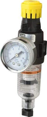 Parker - 1/4" NPT Port Miniature 1 Piece Filter/Regulator FRL Unit - Polycarbonate Bowl, 18 SCFM, 150 Max psi, 6.21" High, Manual Drain - Exact Tool & Supply