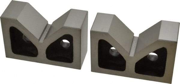 Value Collection - 2-3/16" Max Capacity, 90° Angle, Cast Iron V-Block - 4" Long x 1-9/16" Wide x 2-9/16" High, Sold as Matched Pair - Exact Tool & Supply