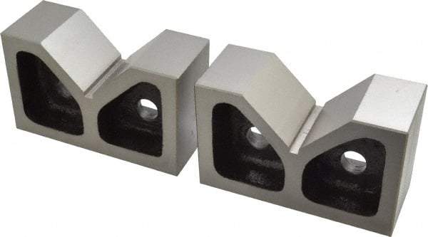 Value Collection - 2-7/16" Max Capacity, 90° Angle, Cast Iron V-Block - 5" Long x 2" Wide x 3-1/8" High, Sold as Matched Pair - Exact Tool & Supply
