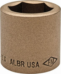 Ampco - 1-1/16", 1/2" Drive, Standard Hand Socket - 6 Points, 1-1/2" OAL, Aluminum Bronze - Exact Tool & Supply