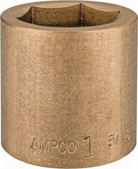Ampco - 1-3/16", 1/2" Drive, Standard Hand Socket - 6 Points, 1-5/8" OAL, Aluminum Bronze - Exact Tool & Supply