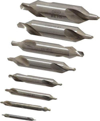 Keo - 8 Piece, #1 to 8, Plain Edge, High Speed Steel Combo Drill & Countersink Set - 60° Incl Angle - Exact Tool & Supply