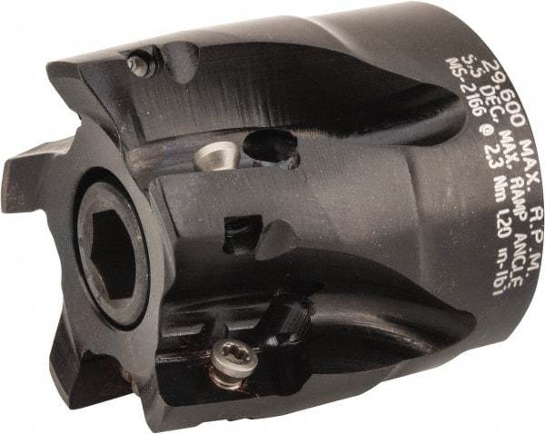 Kennametal - 5 Inserts, 1-1/2" Cut Diam, 3/4" Arbor Diam, 14.48mm Max Depth of Cut, Indexable Square-Shoulder Face Mill - 0/90° Lead Angle, 40mm High, EC14.., EP14.. Insert Compatibility, Through Coolant, Series Mill 1-14 - Exact Tool & Supply