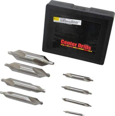 Interstate - 8 Piece, #1 to 8, Plain Edge, High Speed Steel Combo Drill & Countersink Set - 60° Incl Angle, Double End - Exact Tool & Supply