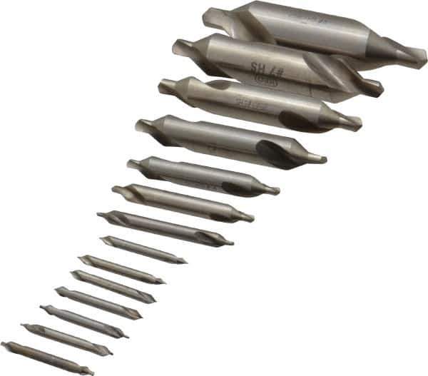 Keo - 14 Piece, #5/0 to 8, Plain Edge, High Speed Steel Combo Drill & Countersink Set - 60° Incl Angle - Exact Tool & Supply