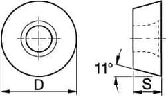 Kennametal - RPCW1204M0 Grade KC735M Carbide Milling Insert - TiN Finish, 3/16" Thick, 12mm Inscribed Circle - Exact Tool & Supply