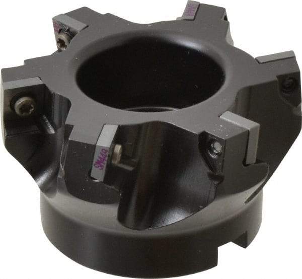 Kennametal - 6 Inserts, 3" Cut Diam, 1" Arbor Diam, 0.361" Max Depth of Cut, Indexable Square-Shoulder Face Mill - 0/90° Lead Angle, 1-3/4" High, SD.T 43.. Insert Compatibility, Series KSSM - Exact Tool & Supply