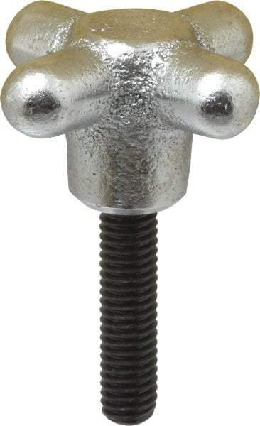 Strong Hand Tools - 2" Head Diam, 4 Point Spoked Knob - 3/8-16 Stem, Cast Iron - Exact Tool & Supply