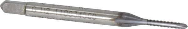 Kennametal - #0-80 UNF, 2 Flute, TiCN Finish, High Speed Steel Spiral Point Tap - Plug Chamfer, Right Hand Thread, 1.63" OAL, 5/16" Thread Length, 0.141" Shank Diam, 2B Class of Fit, Series 5301S - Exact Tool & Supply
