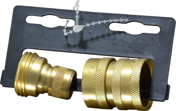 Nelson - 3/4-8 Garden Hose Coupler & Connector Set - Brass, Female & Male Connector - Exact Tool & Supply