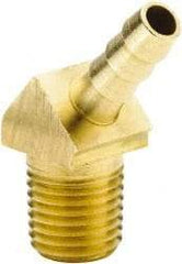 Parker - 1/8 NPTF Thread Hose Barb x Male NPT 45° Elbow - 1/4" ID Hose, Brass - Exact Tool & Supply