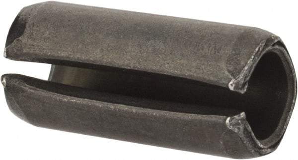 Value Collection - 8mm Diam x 18mm Long Slotted Spring Pin - Grade 1070-1080 Steel, Plain Finish - Exact Tool & Supply