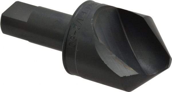 M.A. Ford - 1-1/2" Head Diam, 3/4" Shank Diam, 1 Flute 90° High Speed Steel Countersink - Bright Finish, 3-1/2" OAL, 1/4" Nose Diam, Single End, Straight Shank, Right Hand Cut - Exact Tool & Supply
