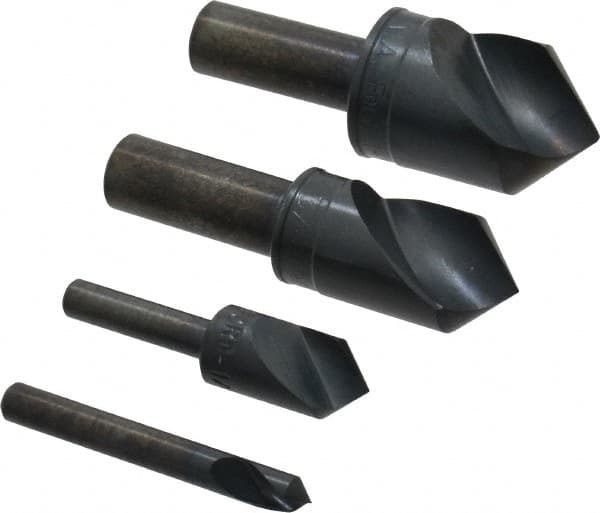 M.A. Ford - 4 Piece, 1/4 to 1" Head Diam, 90° Included Angle, Single End Countersink Set - Exact Tool & Supply