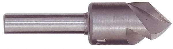 M.A. Ford - 2" Head Diam, 3/4" Shank Diam, 3 Flute 60° High Speed Steel Countersink - Bright Finish, 4-1/4" OAL, 0.6" Nose Diam, Single End, Straight Shank, Right Hand Cut - Exact Tool & Supply
