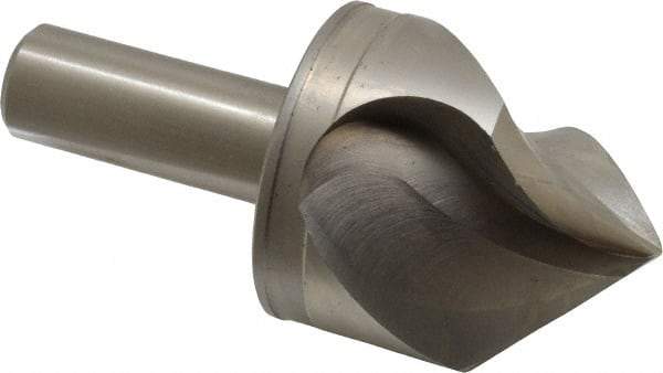 M.A. Ford - 2" Head Diam, 3/4" Shank Diam, 3 Flute 90° High Speed Steel Countersink - Bright Finish, 4-1/4" OAL, 0.6" Nose Diam, Single End, Straight Shank, Right Hand Cut - Exact Tool & Supply