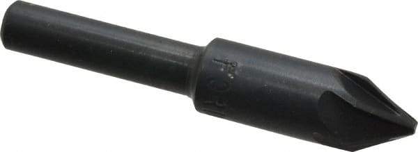 M.A. Ford - 3/8" Head Diam, 1/4" Shank Diam, 6 Flute 60° High Speed Steel Countersink - Bright Finish, 2" OAL, 0.09" Nose Diam, Single End, Straight Shank, Right Hand Cut - Exact Tool & Supply