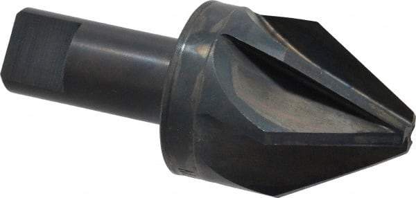 M.A. Ford - 1-1/2" Head Diam, 3/4" Shank Diam, 6 Flute 60° High Speed Steel Countersink - Bright Finish, 3-1/2" OAL, 0.43" Nose Diam, Single End, Straight Shank, Right Hand Cut - Exact Tool & Supply