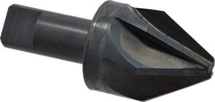 M.A. Ford - 1-1/2" Head Diam, 3/4" Shank Diam, 6 Flute 60° High Speed Steel Countersink - Bright Finish, 3-1/2" OAL, 0.43" Nose Diam, Single End, Straight Shank, Right Hand Cut - Exact Tool & Supply
