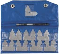 Value Collection - 15 Piece, 1/32 to 1/4 Inch Radius, Steel Radius Gage Set - Satin Chrome Coated - Exact Tool & Supply