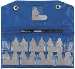 Value Collection - 15 Piece, 1/32 to 1/4 Inch Radius, Steel Radius Gage Set - Satin Chrome Coated - Exact Tool & Supply