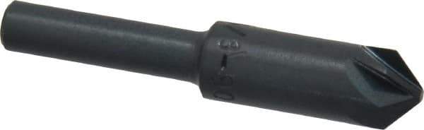 M.A. Ford - 3/8" Head Diam, 1/4" Shank Diam, 6 Flute 90° High Speed Steel Countersink - Bright Finish, 2" OAL, 0.09" Nose Diam, Single End, Straight Shank, Right Hand Cut - Exact Tool & Supply