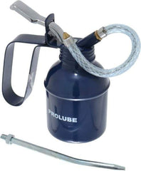 PRO-LUBE - 200 mL Capcity, 6" Long Flexible Spout, Lever-Type Oiler - Brass Pump, Steel Body, Powder Coated - Exact Tool & Supply