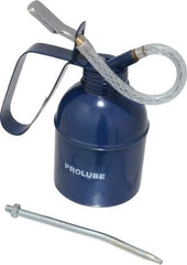 PRO-LUBE - 300 mL Capcity, 6" Long Flexible Spout, Lever-Type Oiler - Brass Pump, Steel Body, Powder Coated - Exact Tool & Supply