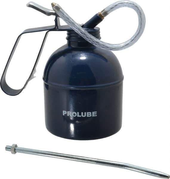 PRO-LUBE - 1,000 mL Capcity, 8" Long Flexible Spout, Lever-Type Oiler - Brass Pump, Steel Body, Powder Coated - Exact Tool & Supply