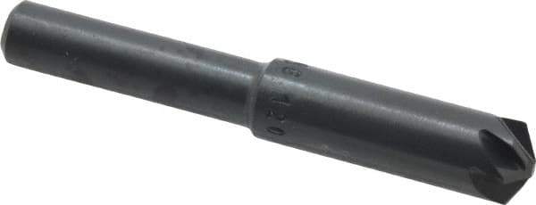 M.A. Ford - 5/16" Head Diam, 1/4" Shank Diam, 6 Flute 120° High Speed Steel Countersink - Bright Finish, 2" OAL, 0.08" Nose Diam, Single End, Straight Shank, Right Hand Cut - Exact Tool & Supply