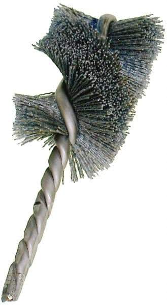 Osborn - 1-3/4" Diam Helical Nylon Tube Brush - Single Spiral, 2" Brush Length, 5" OAL, 3/8" Diam Shank - Exact Tool & Supply